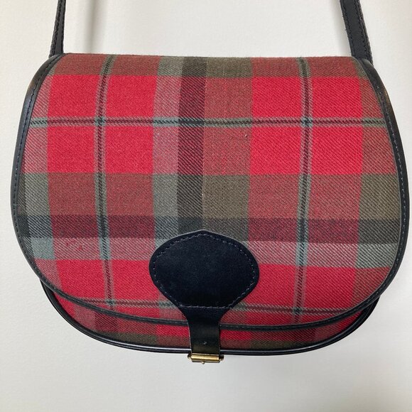 LL Bean vintage Red Tartan Plaid Scotland Wool Crossbody Purse Bag - Picture 1 of 11